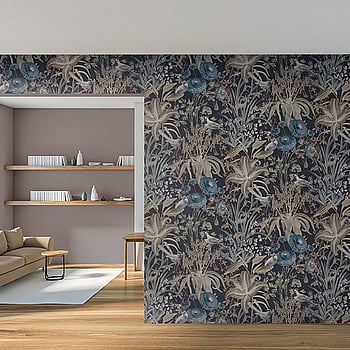 Galerie Wallcoverings Product Code 26731 - Tropical Wallpaper Collection - Blackberry Colours -  