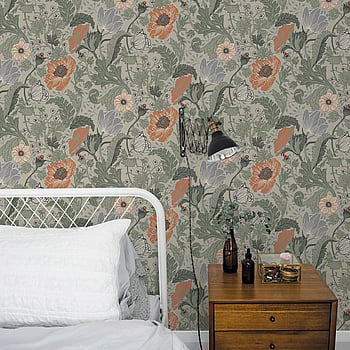 Galerie Wallcoverings Product Code 33001 - Apelviken Wallpaper Collection - Green Orange Colours -  