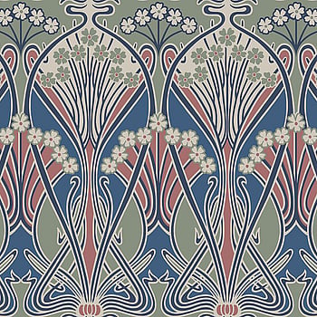 Galerie Wallcoverings Product Code ET12412 - Arts and Crafts Wallpaper Collection - Green Blue Red Colours -  